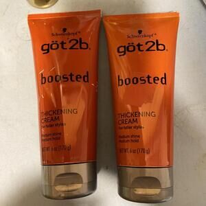 NEW 2- Schwarzkopf got2b BOOSTED Thickening Cream Medium Hold Fuller Styles 6 oz